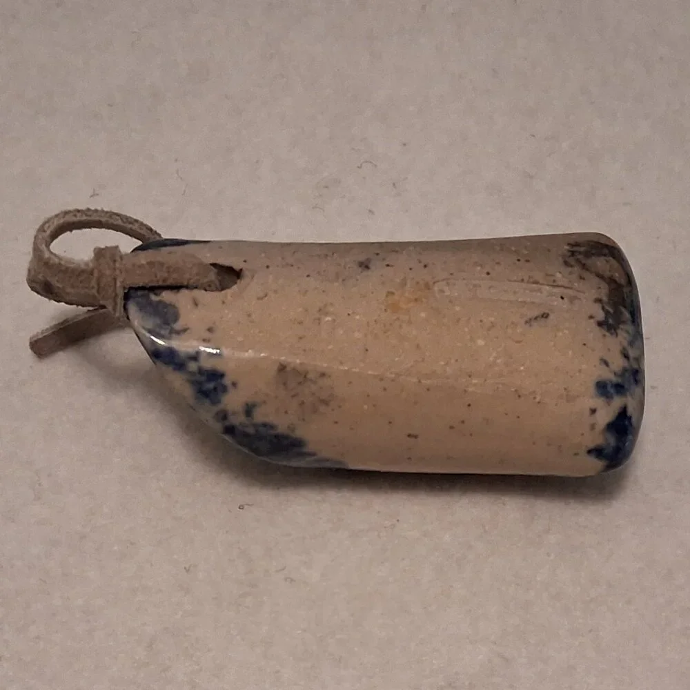 Handmade J. MacSam Ceramic Vessel Pendant • Blue Glazed Boho Artisan Necklace - Picture 3 of 6